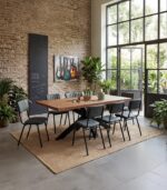 Table teck recyclé pied croix métal EASTON