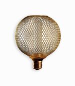 Ampoule LED décorative en métal quadrillé doré