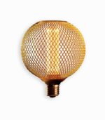 Ampoule LED décorative en métal quadrillé doré