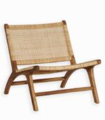Fauteuil en teck massif et rotin