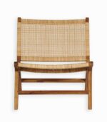Fauteuil en teck massif et rotin