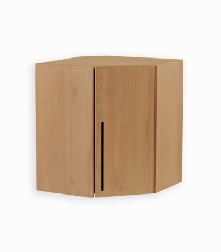 Meuble haut d'angle en frêne massif et poignée métal