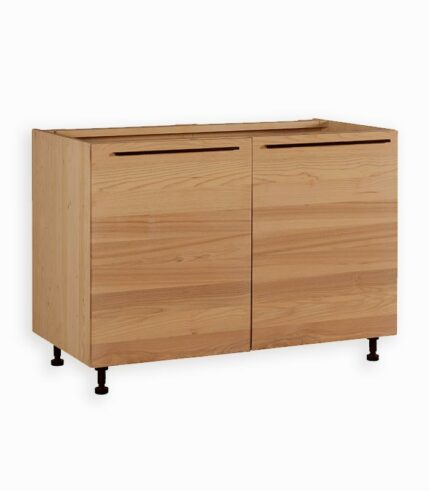 Sous évier HARTFORD en frêne massif ciré et poignées métal