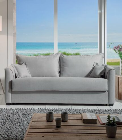 Canapé Bed-express gris clair en 160 cm