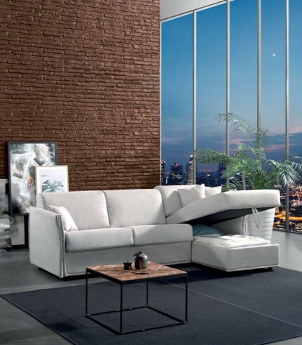 Canapé d'angle Bed-express gris ouvert