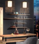 Etagère murale en sapin et fer