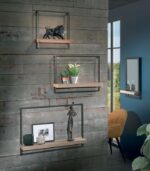 Etagère murale en sapin massif et métal