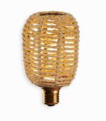 Abat-jour rotin ampoule LED décorative