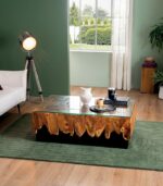 Table basse teck et métal BURI