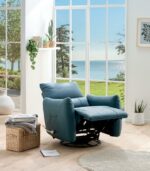 Fauteuil relax cuir bleu WINDLEY