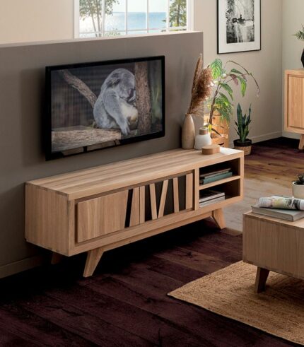 Meuble TV chêne blanchi BAMBOO