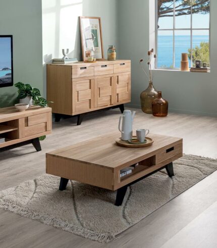 Table basse rectangulaire chêne blanchi ORLANDO