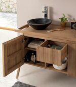 Salle de bains teck double vasque noire NAGALI