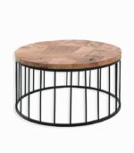 Table basse plateau teck recyclé et piètement métal