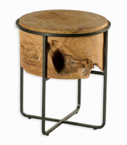 Tabouret teck & métal RUNA