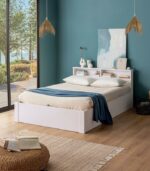 Lit pin massif blanc 2 places KAYA