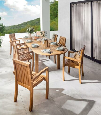 Table de jardin ovale avec allonge VARU