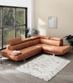 Canapé d'angle BEVERLY cuir cognac