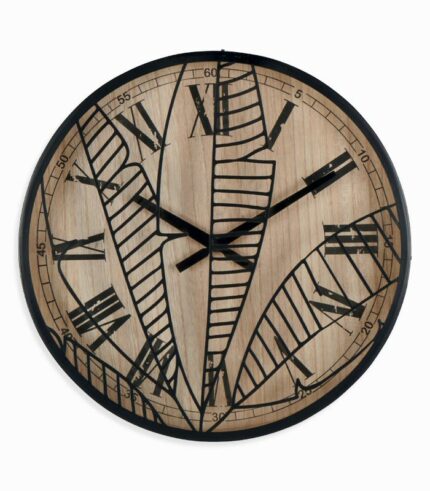 Horloge murale feuillage noire