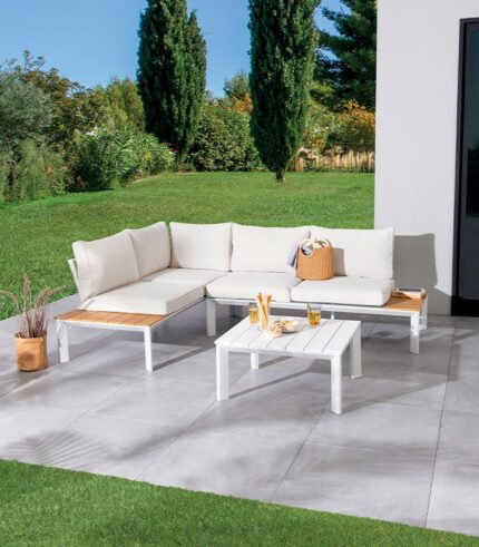 Salon de jardin canapé d'angle PEMBA