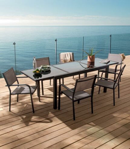 Table de jardin alu et verre PAGAI