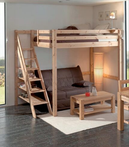 Lit mezzanine pin massif LOFT