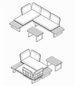 Salon de jardin canapé d'angle modulable HOLBOX