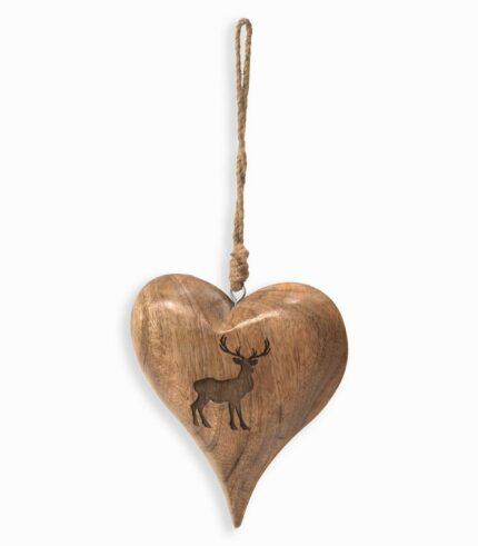 Suspension cœur en bois HAMRA avec rennes