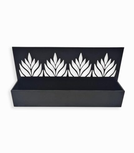 Porte-plante long en fer noir