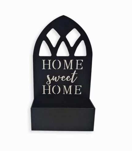 Porte-plante Home sweet home en fer noir