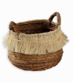 Panier forme arrondie en vannerie