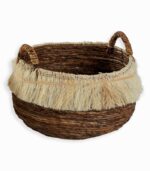 Panier forme arrondie en vannerie