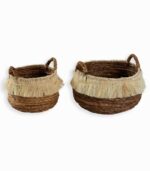 Set de 2 paniers forme arrondie en vannerie
