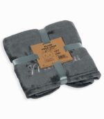 Plaid 100x80 cm broderie tête de chat "Miaou"