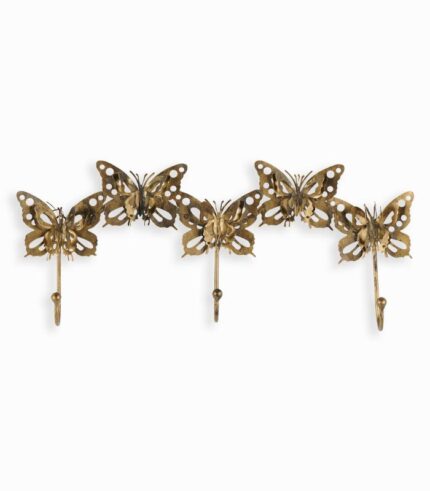 Patère triple papillons métal doré