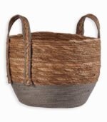 Set de 2 paniers bicolores naturel/gris