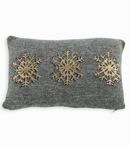 Coussin rectangulaire 3 flocons dorés