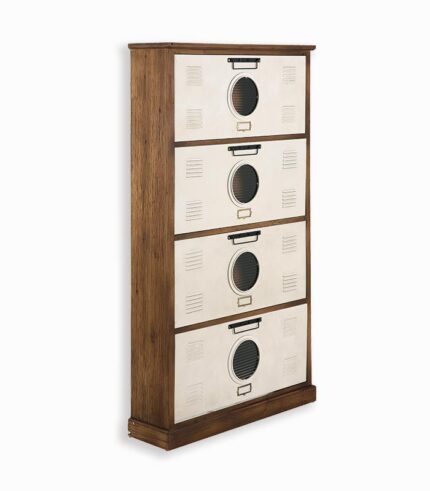 Meuble à chaussures vintage 4 portes en fer WENDY