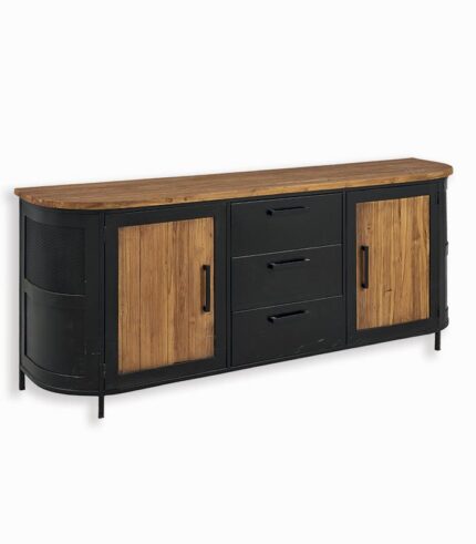 Bahut HEPBURN 2 portes 3 tiroirs en teck massif recyclé