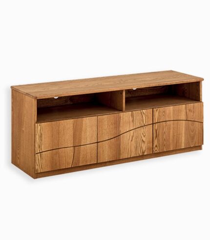 Meuble TV frêne massif 3 portes WAVE