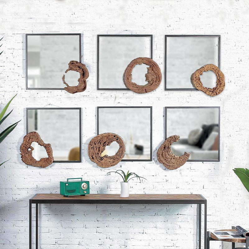 Miroir en teck massif