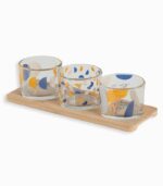 Set de 3 ramequins en verre et bambou