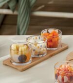 Set de 3 ramequins en verre et bambou