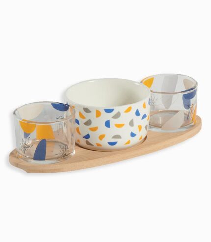 Set 3 ramequins verre et porcelaine