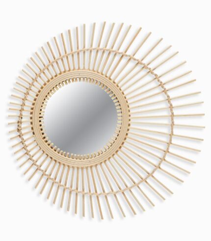 Miroir rond en bambou
