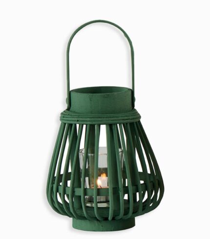 Lanterne bambou vert ajouré