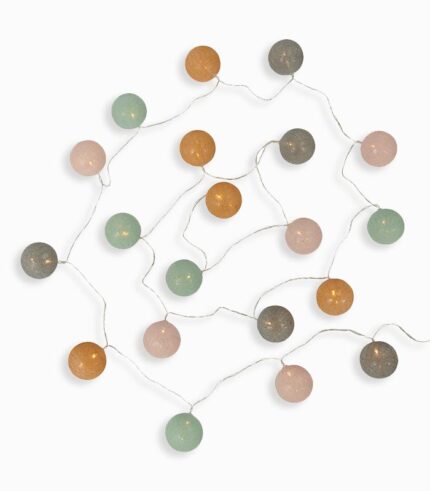 Guirlande lumineuse boules vertes roses