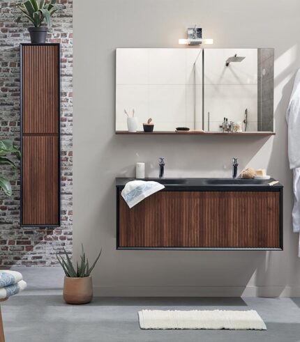 Salle de bains mural vasques noires AMADORA