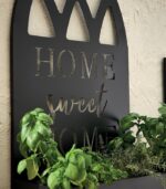 Porte plantes Home sweet home en fer noir