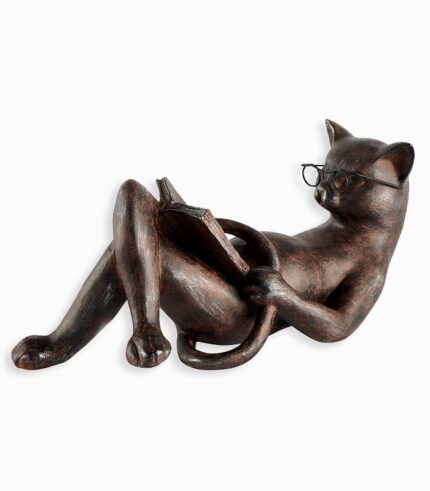 Statue chat qui lit